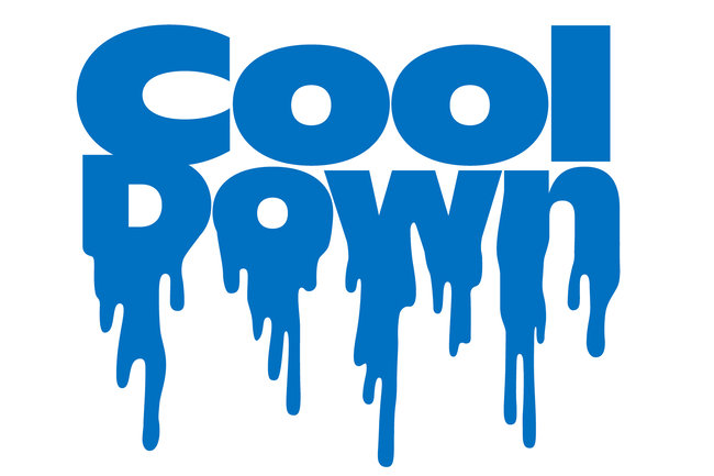 Cool Down in blue lettering that runs downwards.
