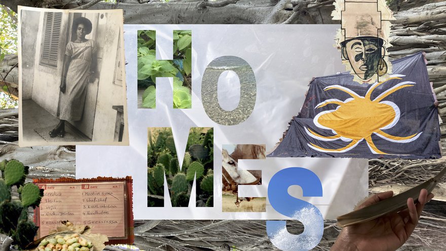 Bunte Collage mit dem Schriftzug 'Homes'